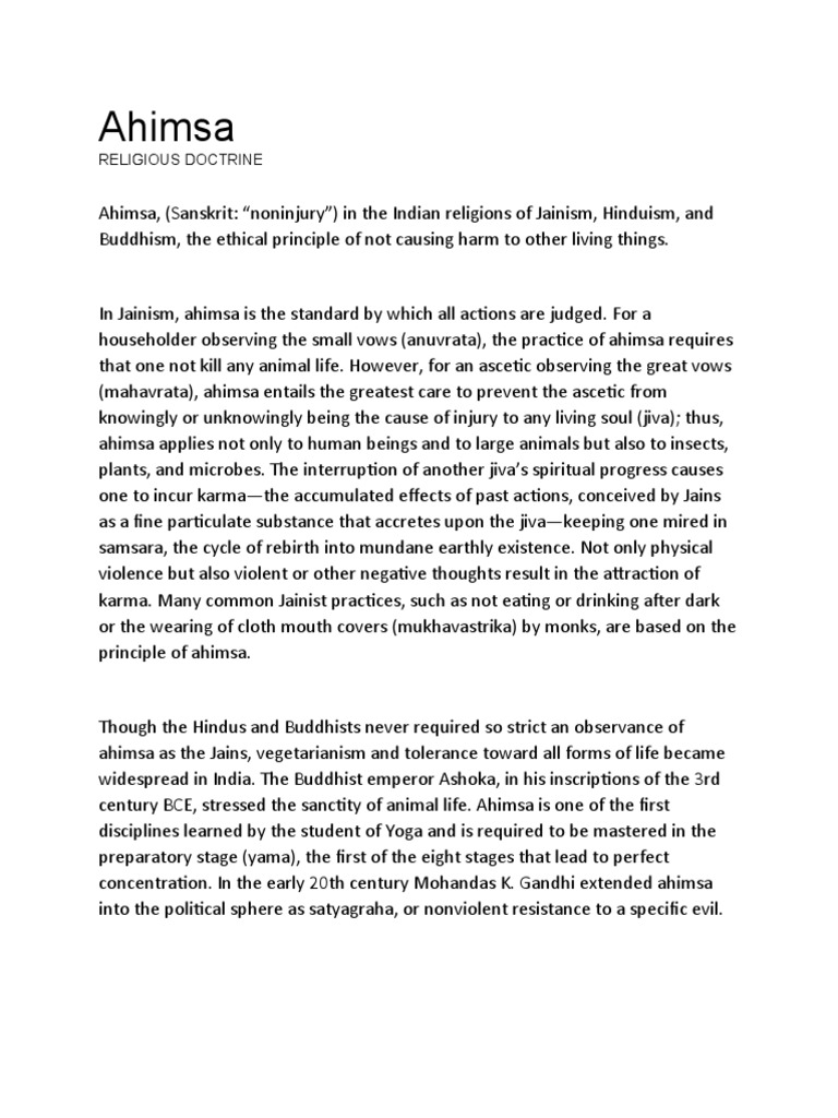 Ahimsa Religious Doctrine Pdf