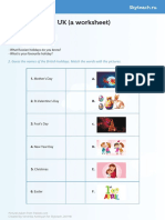 Holidays in The UK (A Worksheet) : Activity 1