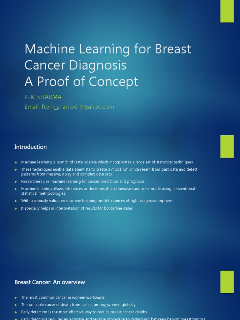 Machine Learning For Breast Cancer Diagnosis A Proof of Concept | PDF ...
