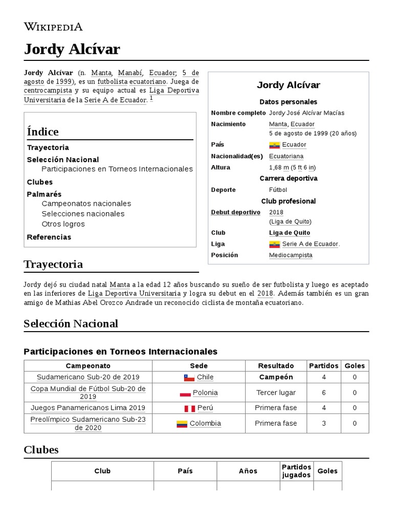 Jordy Alcivar Pdf Ecuador Asociacion De Futbol