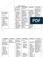 Nursing Care Plan Assessment Diagnosis Planning Intervention Rationale Evaluation