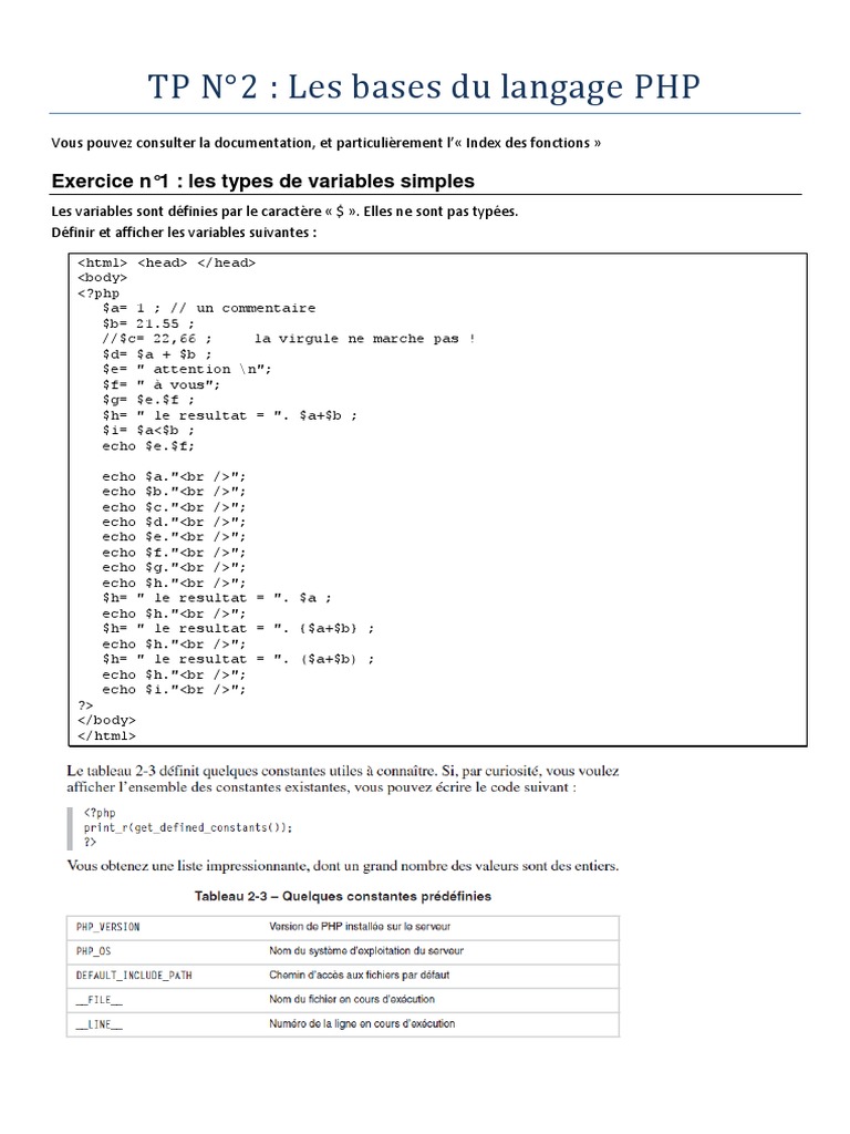 Tp N2 Les Types Et Les Structures De Contole Programmation Informatique Genie Logiciel