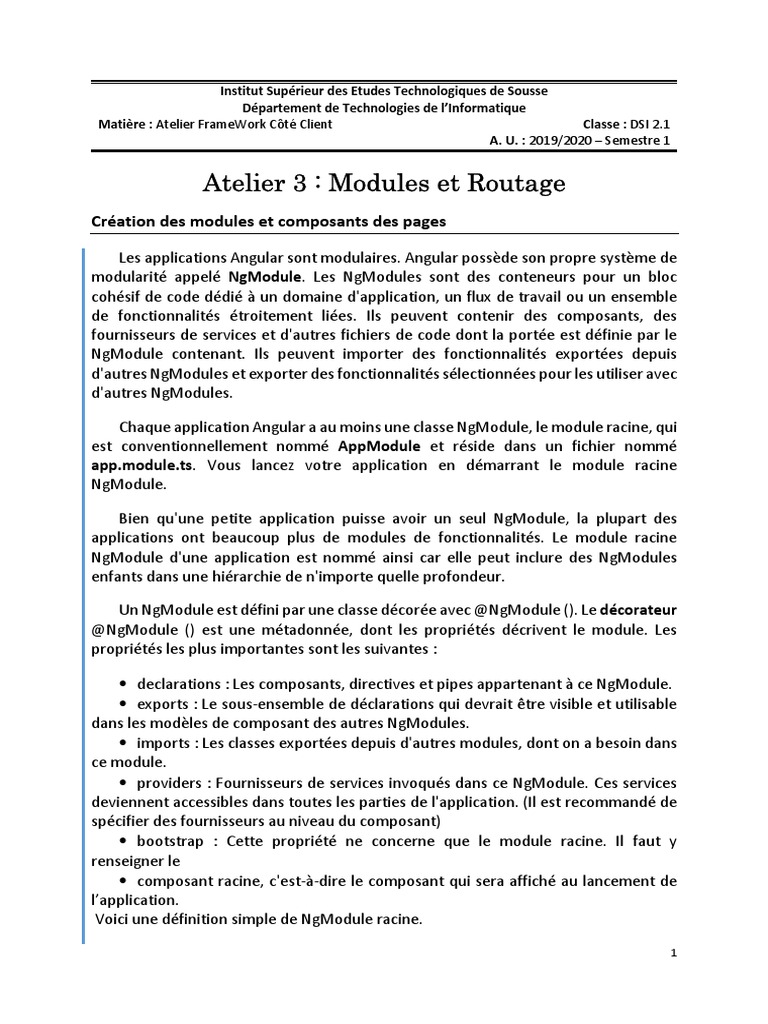 Modules et Routage dans Angular | PDF | Programmation modulaire ...