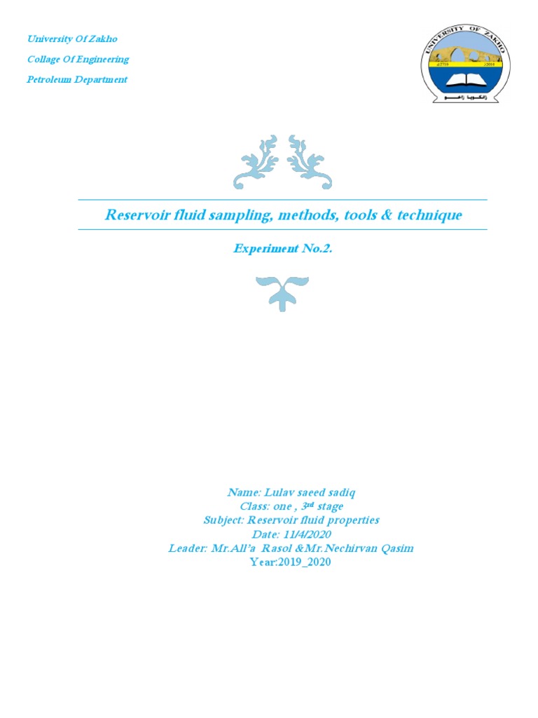 Reservoir Fluid Sampling (Lulav Saeed) Download Free PDF Petroleum Reservoir Gases