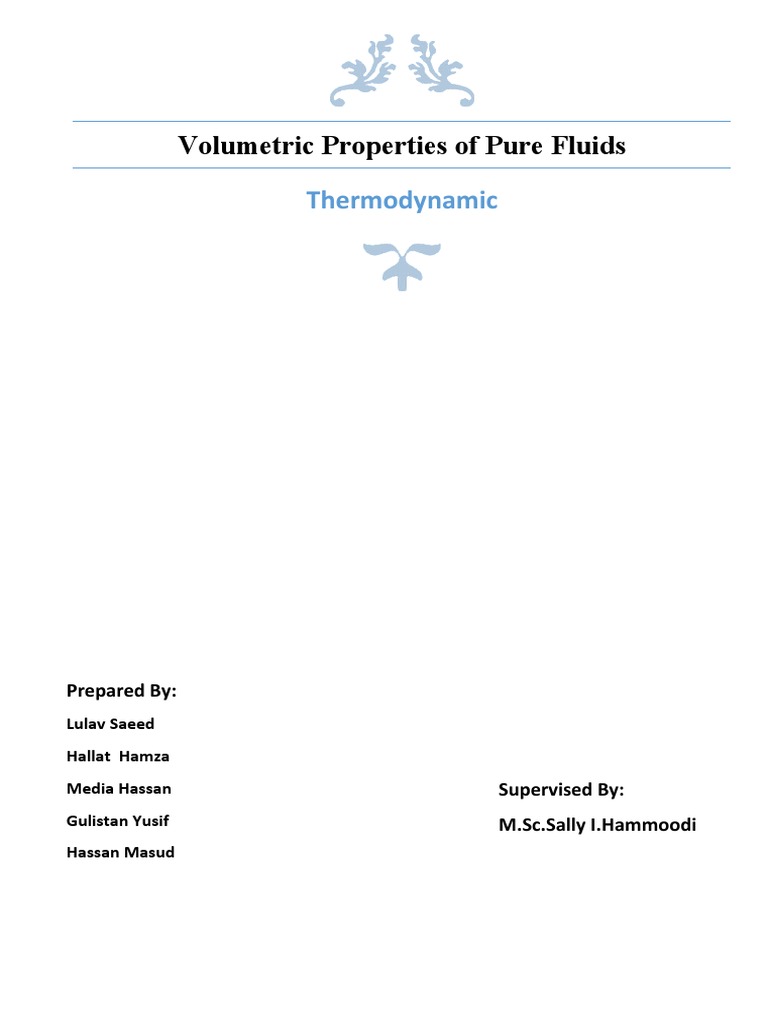 Volumetric Properties of Pure Fluids Thermodynamic PDF Phase (Matter) Phase Diagram