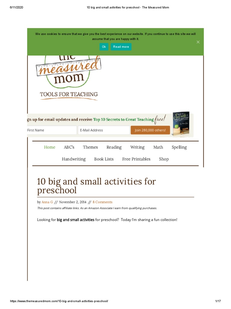 10 Big and Small Activities For Preschool - The Measured Mom PDF | PDF ...