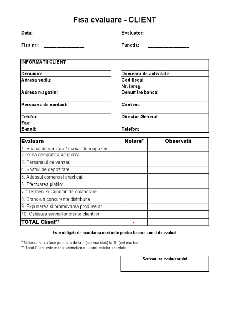 Fisa Analiza Client | PDF