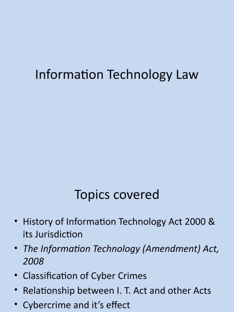 Overview of Information Technology Law | PDF | Cybercrime | Crime ...
