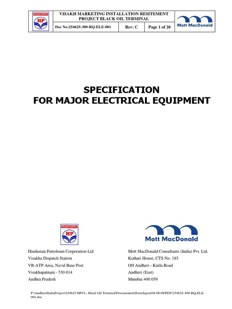 33kV Switchgear Specification Document | PDF | Fuse (Electrical ...