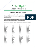 Resume Writing Verbs: Brought To You by Wendy Enelow & Louise Kursmark