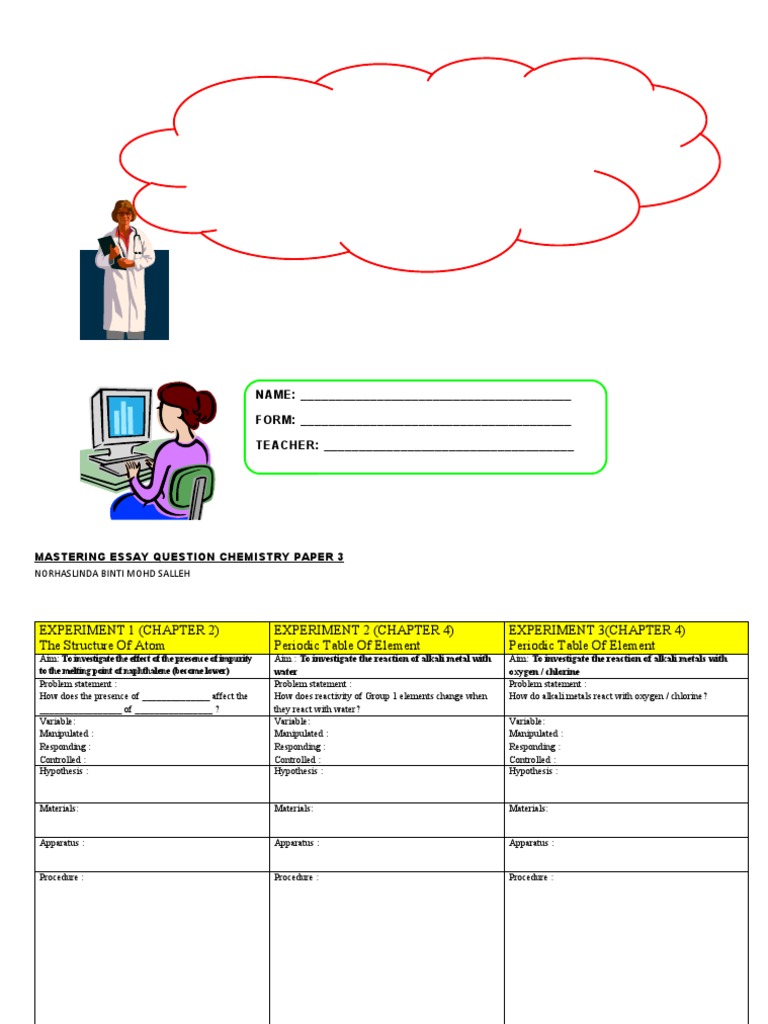 Chemistry essay questions picture
