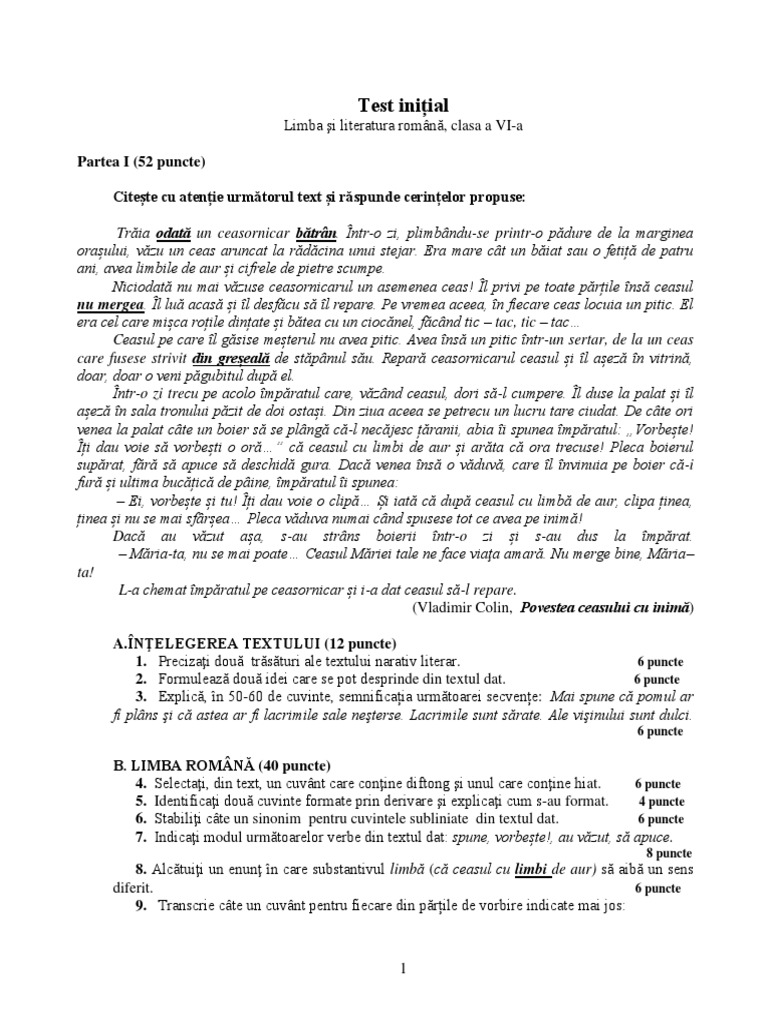 2 Test Initial Clasa A Via | PDF