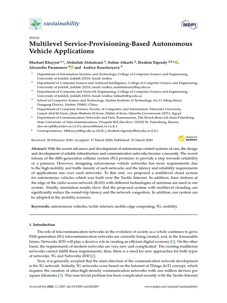 Multilevel Cloud System for Autonomous Vehicles | PDF | Computer ...