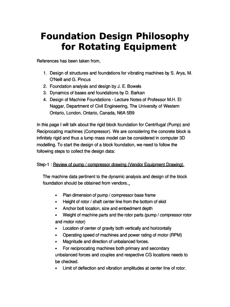 Rotating Equipment Foundation Design | PDF | Electric Motor | Resonance