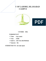 University of Lahore, Islamabad Campus: Course: Dsa Assignmnet No.6