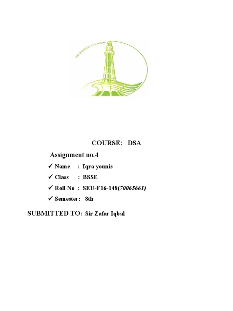 Course: Dsa Assignment No.4 | PDF
