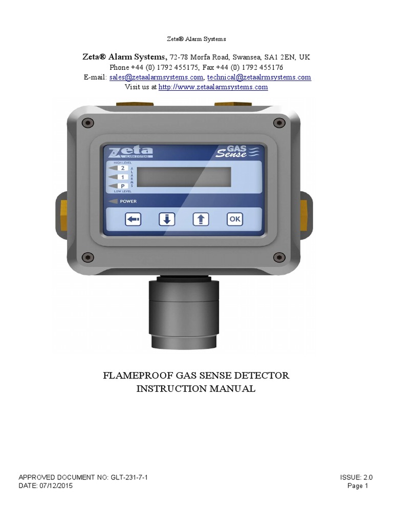 Flameproof Gas Sense Manual | PDF | Relay | Sensor