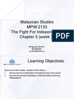 Malaysian Studies MPW 2133 The Fight For Independence Chapter 3 (Week 3)
