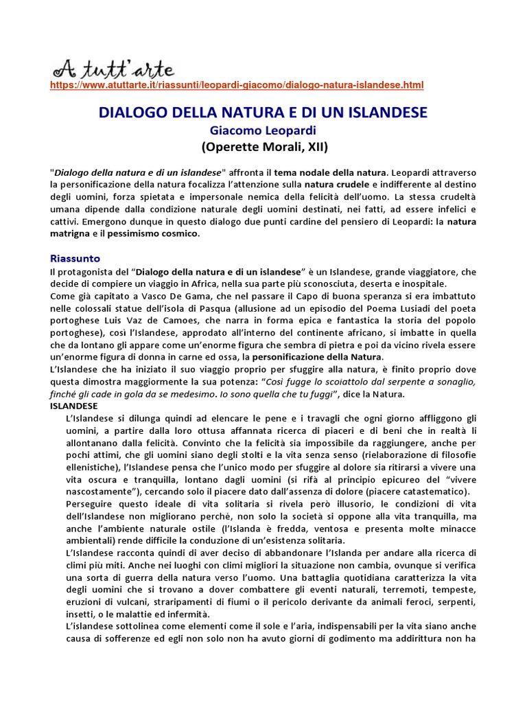 Dialogo Della Natura E Di Un Anima