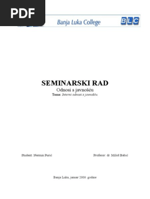 seminarski rad odnosi s javnoscu