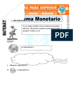 Ficha de Sistema Monetario para Segundo de Primaria