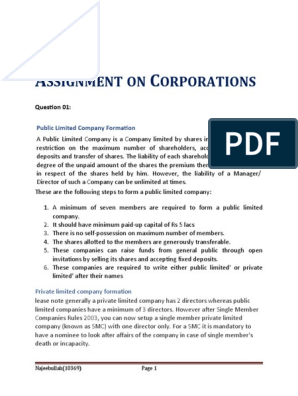 Assignment On Corporation Najeeb Pdf Preferred Stock Limited Company