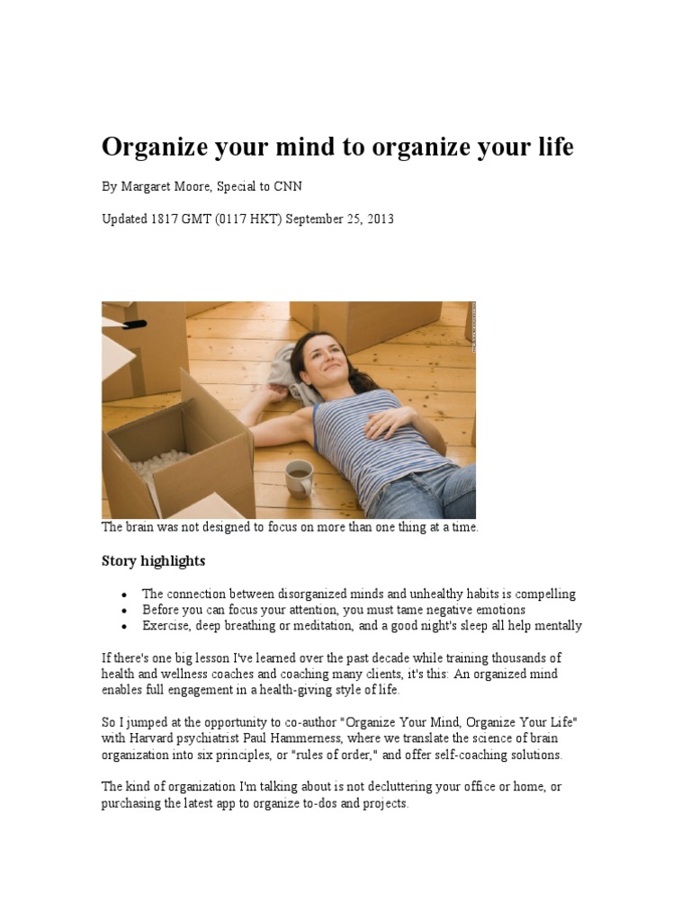 Organize Your Mind To Organize Your Life PDF