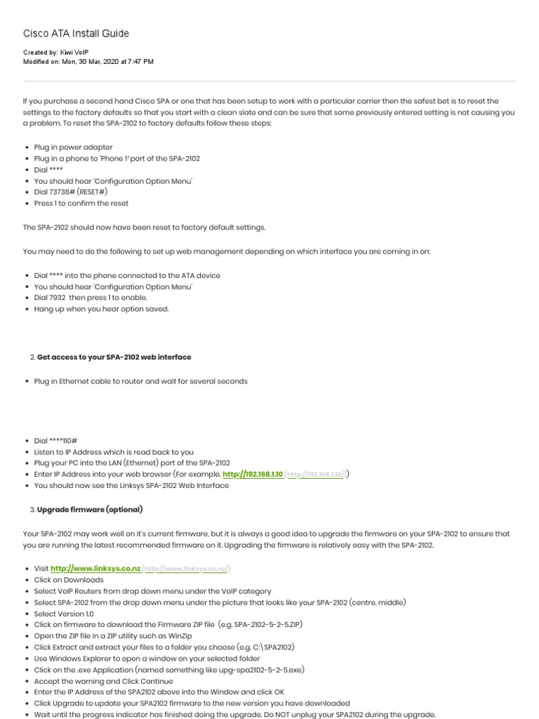 Cisco Linksys Spa2102 Ata Manual