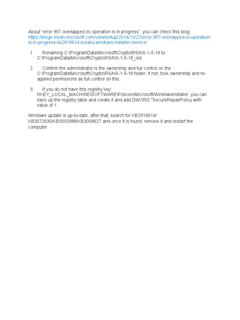 Error 997.overlapped Io Operation Is in Progress | PDF