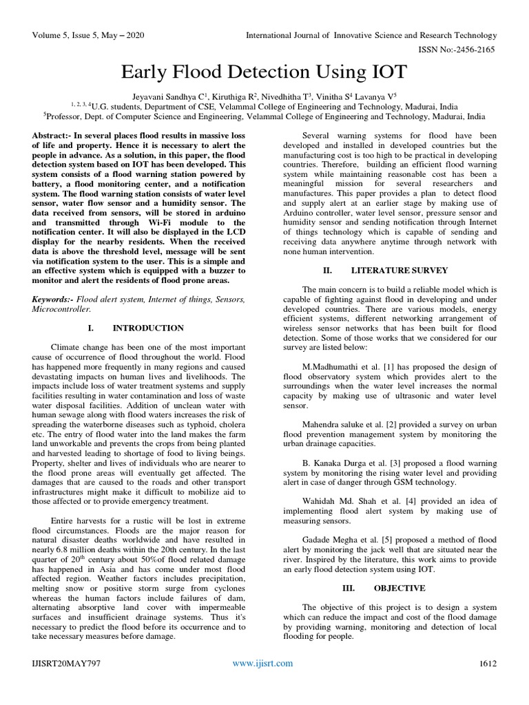 Early Flood Detection Using IOT | PDF | Flood | Internet Of Things