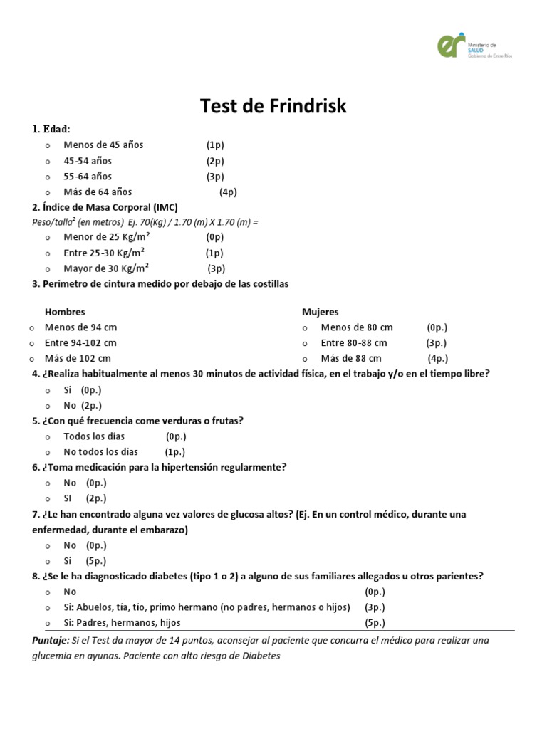 Test de Frindrisk para Diabetes | PDF