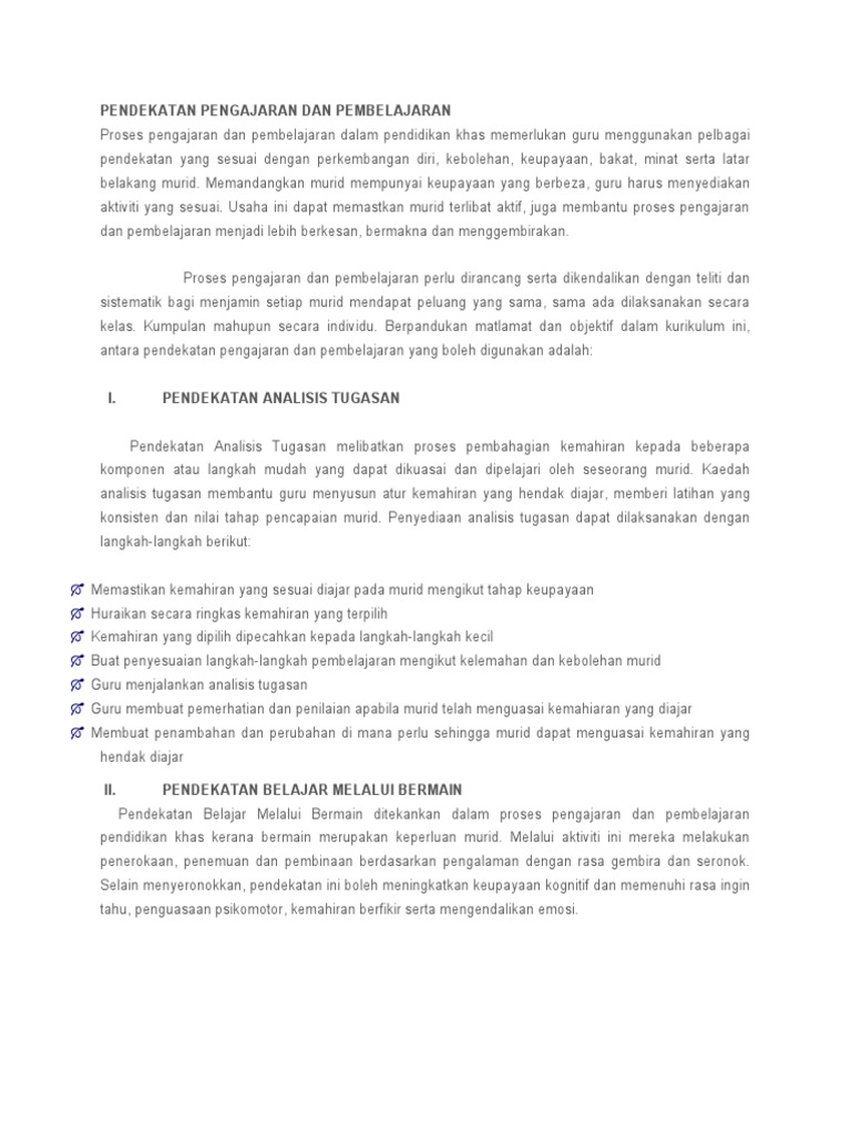 Pendekatan Pengajaran Dan Pembelajaran Pdf