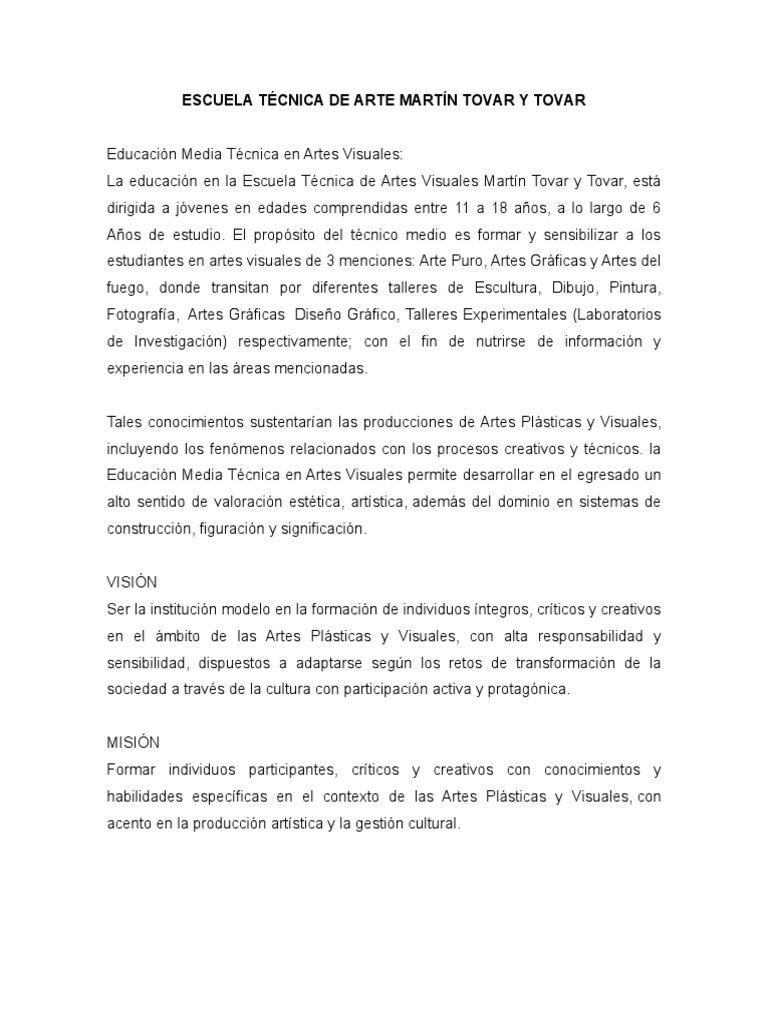 Escuela Técnica de Arte Martín Tovar y Tovar | PDF | Diseño | Dibujo