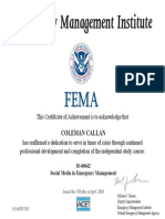 FEMA - Social Media in Emergency Management Certificate of Completion