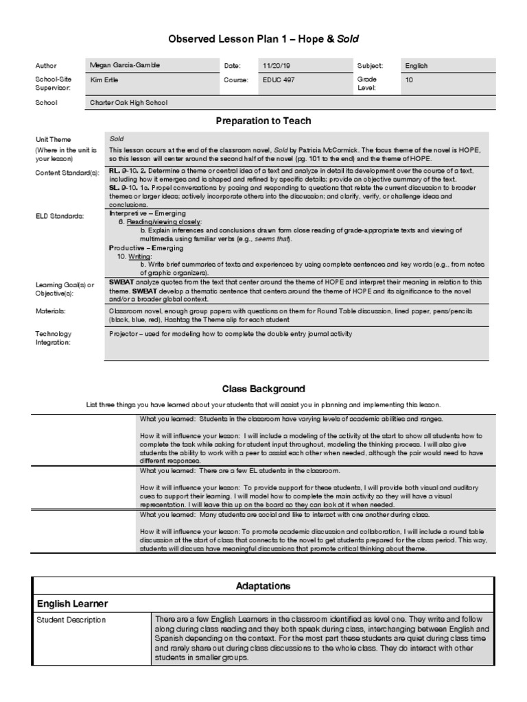 Observed Lessons | PDF | Learning | Teachers