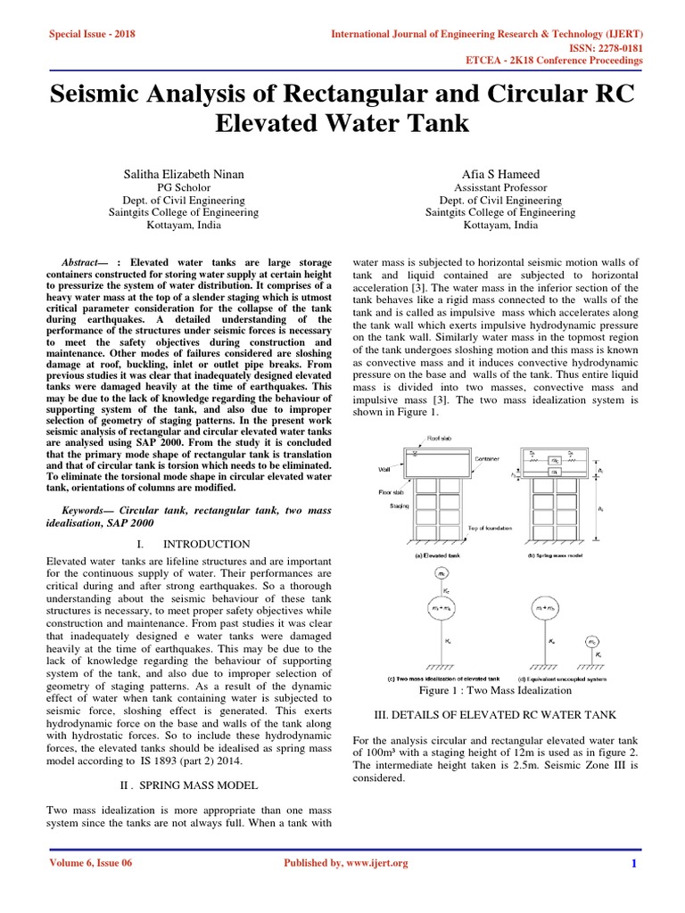 Seismic Analysis of Rectangular and Circular RC Elevated Water Tank ...