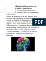 La Estigmatización de Las Personas Con Trastornos Mentales y Neurológicos