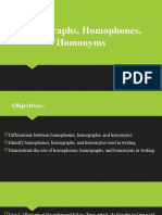 Homographs, Homophones, Homonyms