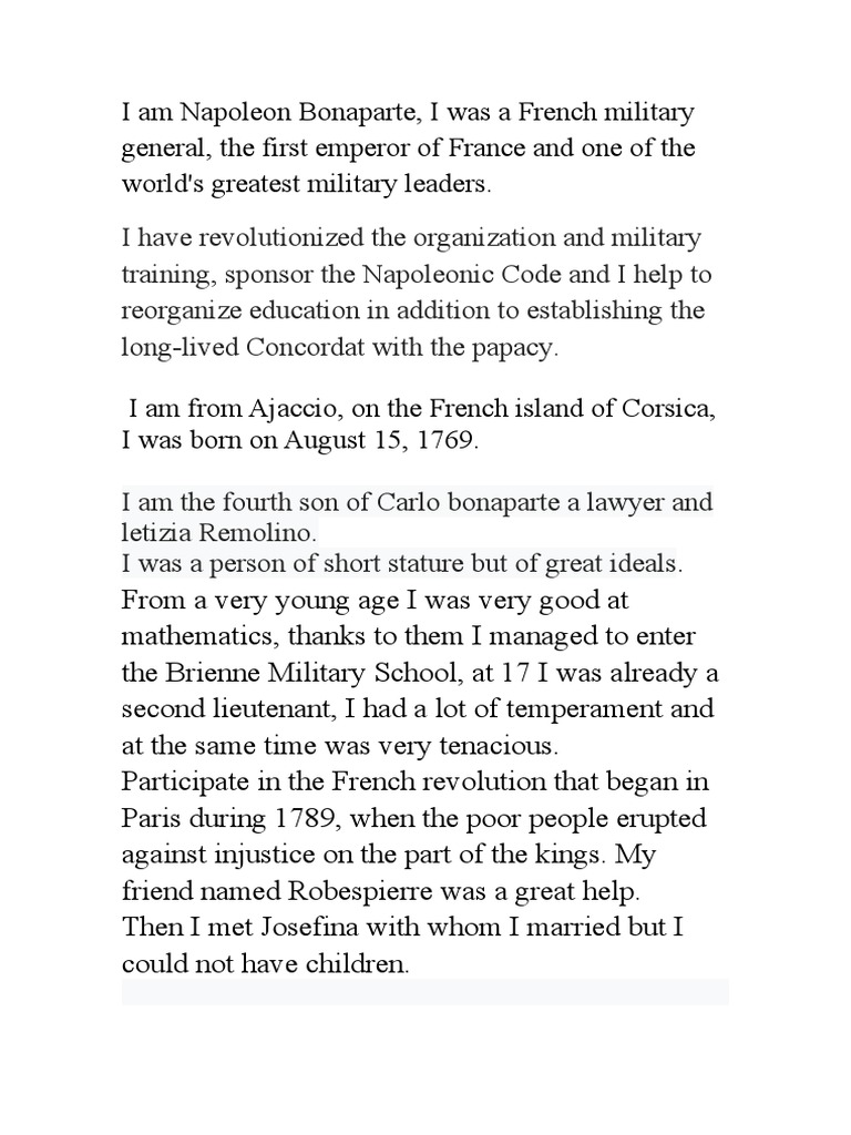 I Am Napoleon Bonaparte, I Was A French Military General, The First ...