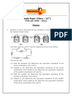 Sample Paper (Class - 11) : EYSE (AY 2020 - 2021) Physics