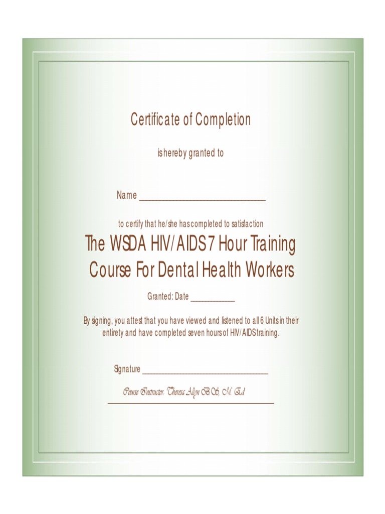 Hiv Aids 7 Hour Training Cert | PDF | Career & Growth | Business
