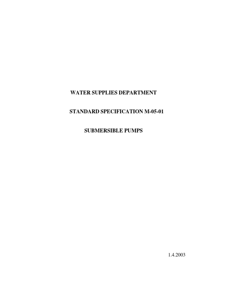 Water Supplies Department PDF Pump Mechanical Engineering