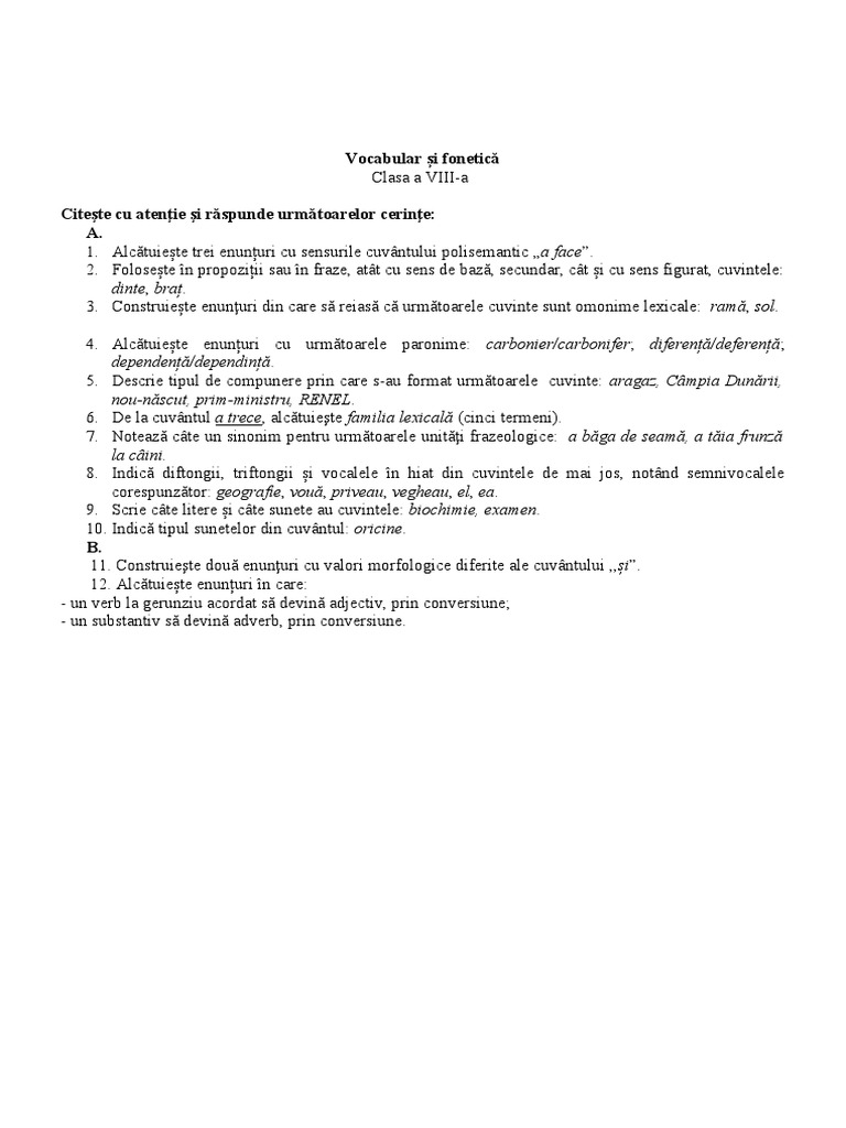 Test Vocabular Fonetica Cls 8