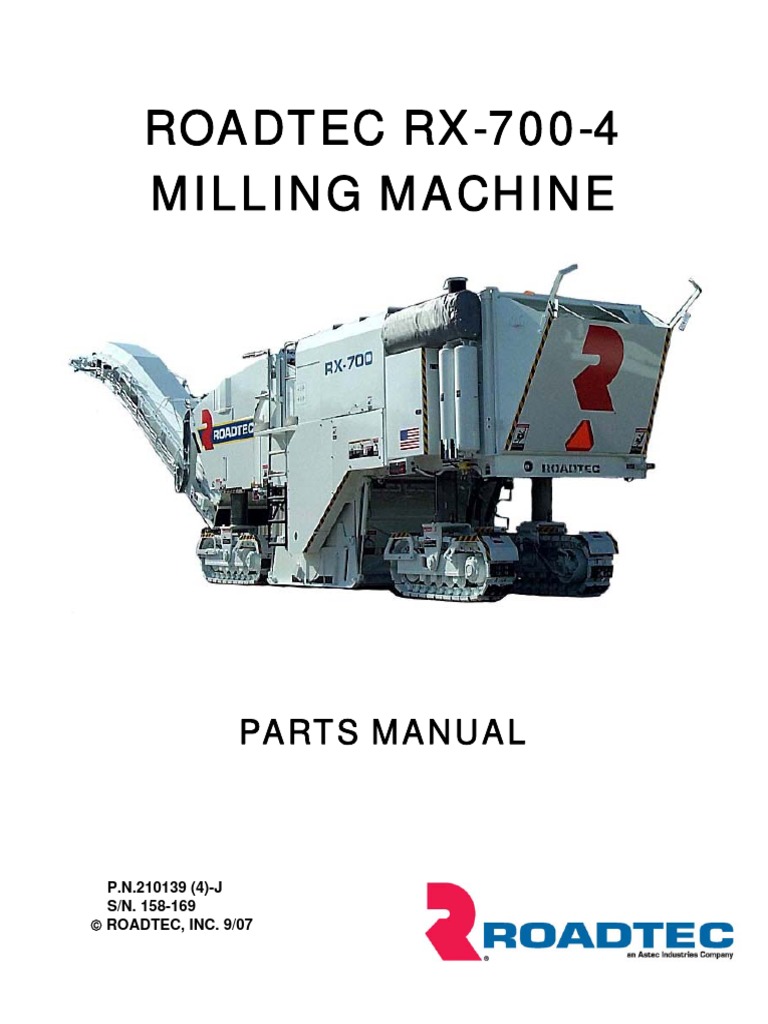 RX-700 (4) Parts Manual Rev J SN 158-169 - Роадтэк PDF | PDF | Washer ...