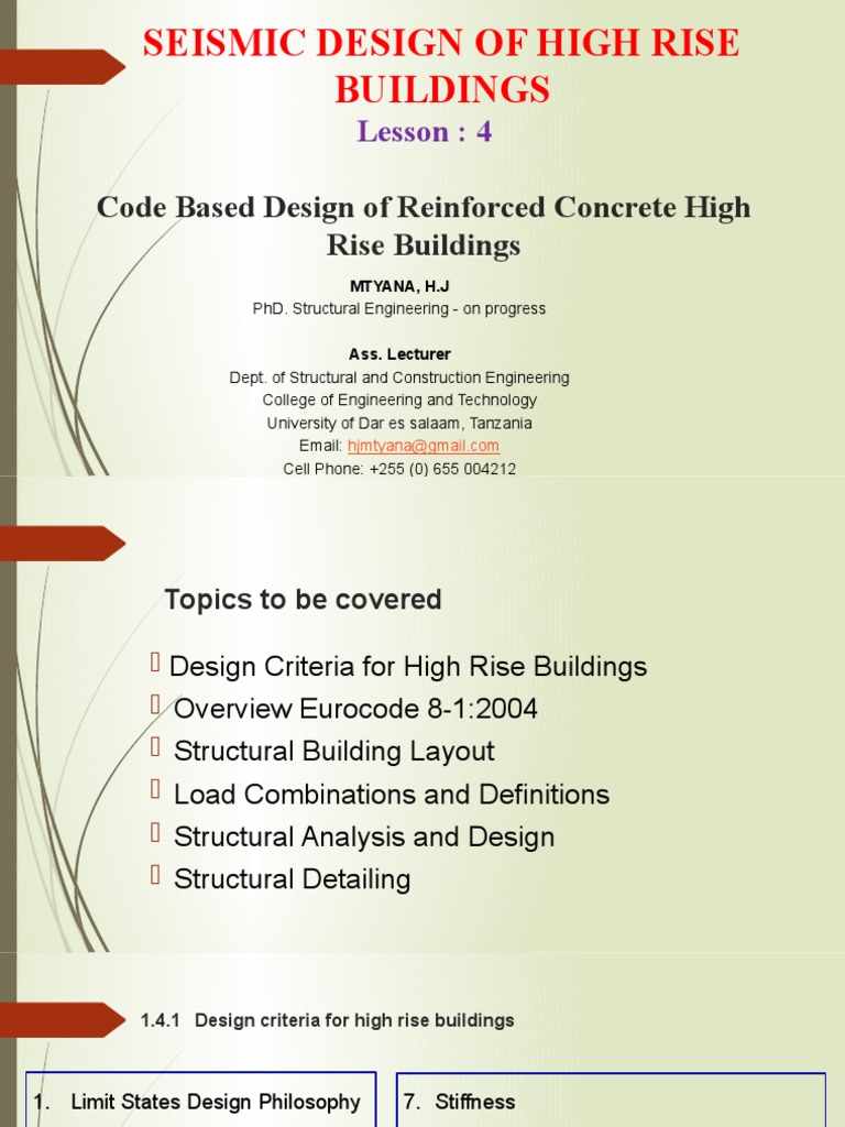 Lecture 4-Code Based Design of Reinforced Concrete High Rise Buildings ...