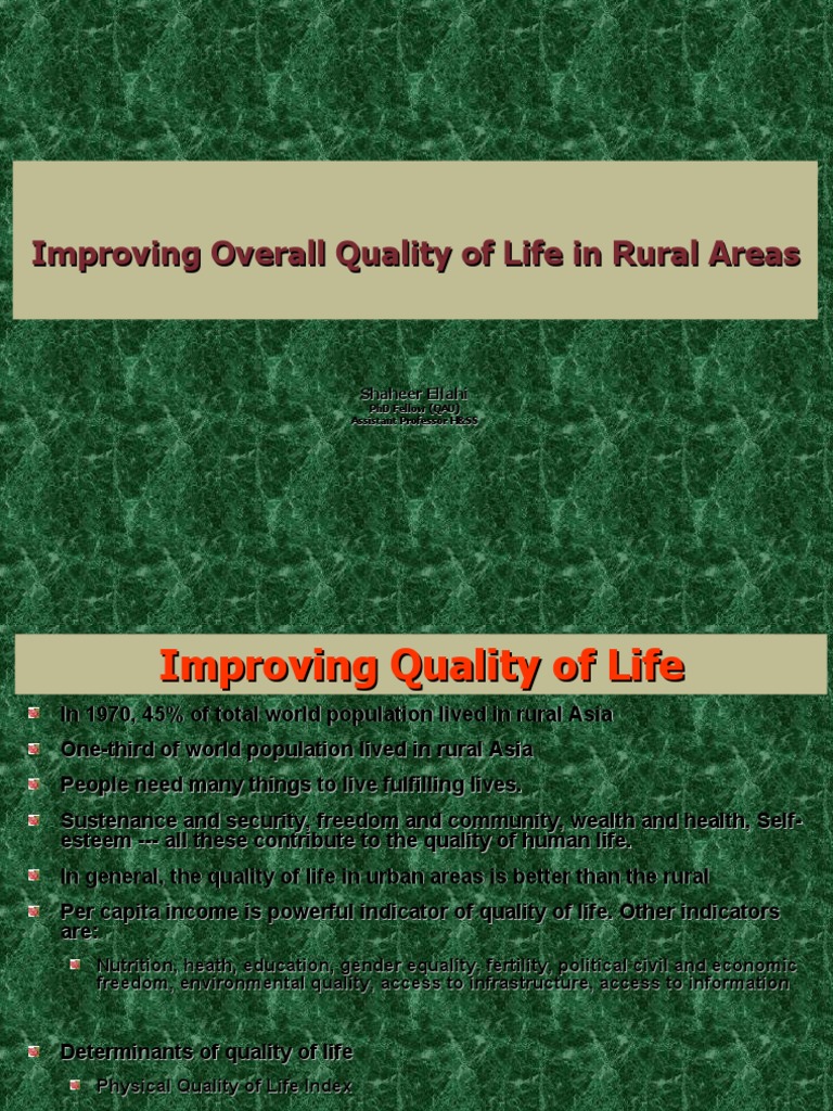 Improving Overall Quality of Life in Rural Areas | PDF | Quality Of ...