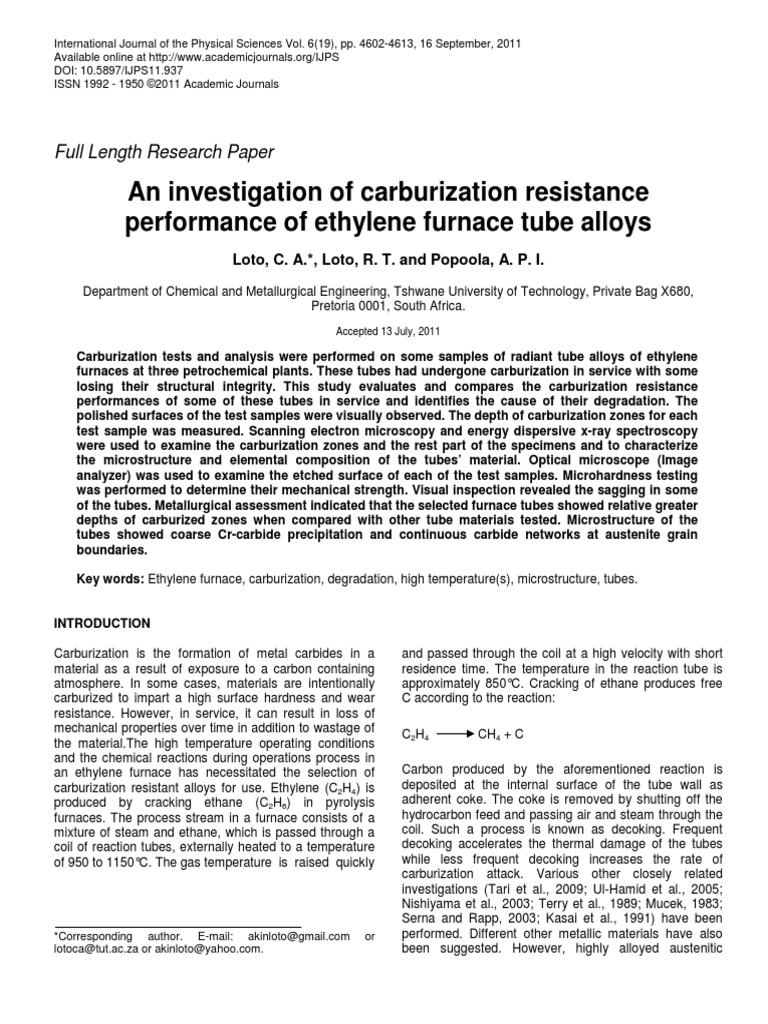 Carburization Investigation PDF | PDF | Cracking (Chemistry) | Scanning ...