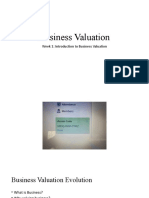 Week 1: Introduction To Business Valuation
