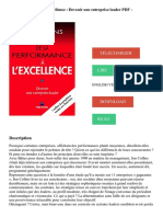 De La Performance À L'excellence - Devenir Une Entreprise Leader PDF - Télécharger, Lire