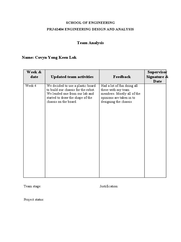 Team Analysis (Week 4) | PDF